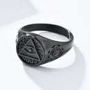 Ancient Egyptian Retro Old Horus Eye Titanium Steel Ring Rings Men's High Quality Personalized Accessories