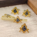 Masonic Compasses Freemason Mason Pin Cuff links Tie Clip Set Retro Bronze Brooch Men's Formal Suit Accessories Gift