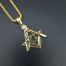 Hot sale new Free mason Masonic AG titanium steel necklace with rainstone HIPHOP pendant fashion jewelry best friends Promotion