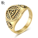 Ancient Egyptian Retro Old Horus Eye Titanium Steel Ring Rings Men's High Quality Personalized Accessories
