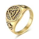 Ancient Egyptian Retro Old Horus Eye Titanium Steel Ring Rings Men's High Quality Personalized Accessories