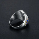 AG Ring Blue Enamel Freemason Masonic Free Mason  Gold color Stainless Steel Jewelry For Men/women