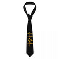 Custom Fashion Gold Square Compass Masonic Freemason Ties for Office Mens Freemasonry Mason Neckties