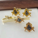 Masonic Compasses Freemason Mason Pin Cuff links Tie Clip Set Retro Bronze Brooch Men's Formal Suit Accessories Gift