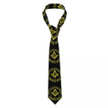 Custom Fashion Gold Square Compass Masonic Freemason Ties for Office Mens Freemasonry Mason Neckties