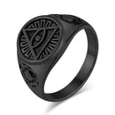 Ancient Egyptian Retro Old Horus Eye Titanium Steel Ring Rings Men's High Quality Personalized Accessories