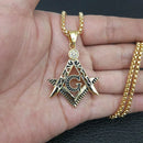 Hot sale new Free mason Masonic AG titanium steel necklace with rainstone HIPHOP pendant fashion jewelry best friends Promotion