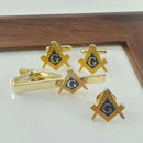 Masonic Compasses Freemason Mason Pin Cuff links Tie Clip Set Retro Bronze Brooch Men's Formal Suit Accessories Gift
